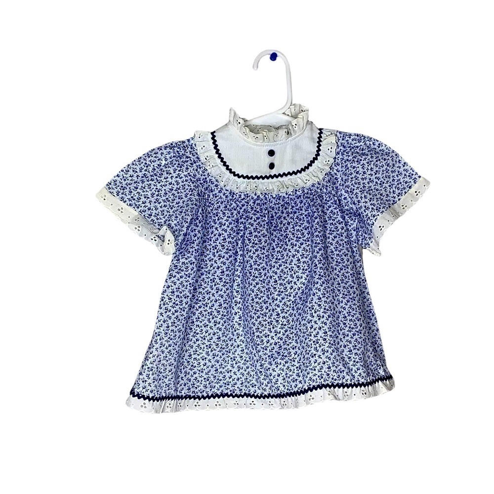 Vintage Baby’s Navy Blue and White Flowered Dress